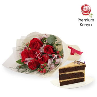 Online flowers and cake slice delivery Singapore