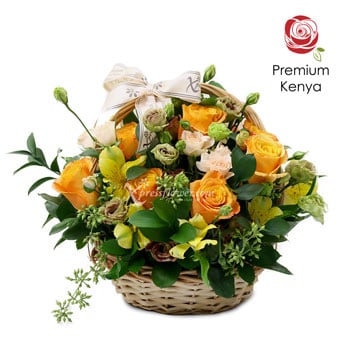 AR2032 Basket of Joy (10 Orange Roses)