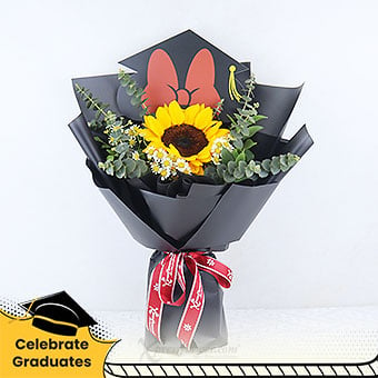 Disney Minnie Mouse Sunflower Graduation Bouquet by Xpressflower Same-Day Delivery